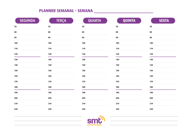 Folhas De Planner Semanal Para Download - Greyce Matias